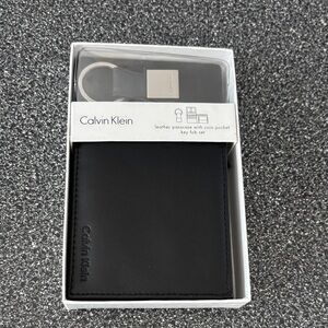 Calvin Klein Black Leather Wallet and Key Fob Holder